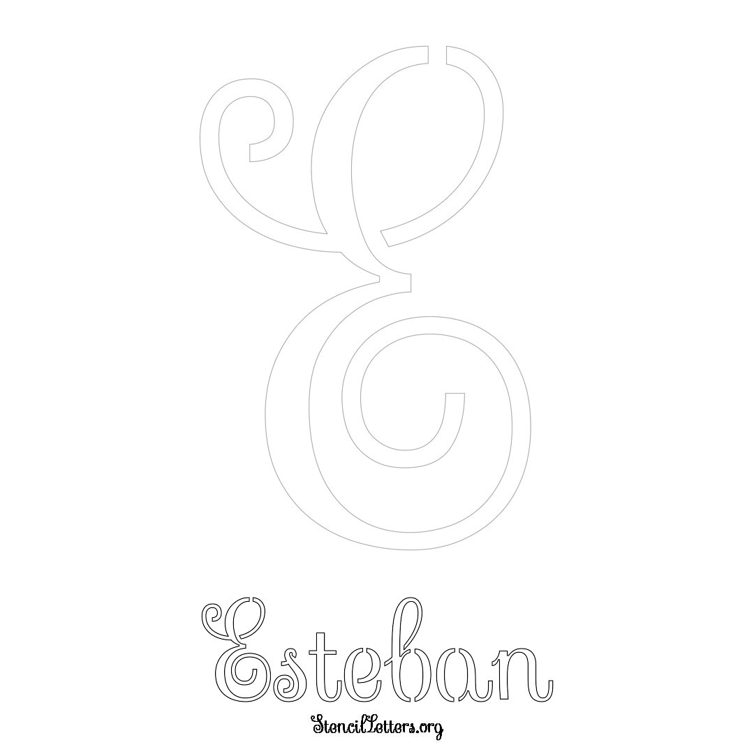 Esteban printable name initial stencil in Ornamental Cursive Lettering