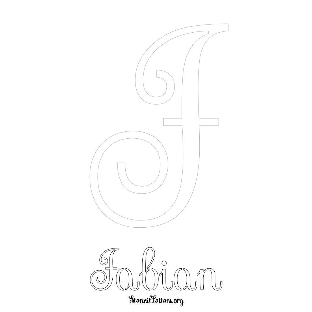 Fabian printable name initial stencil in Ornamental Cursive Lettering