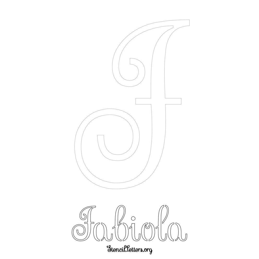 Fabiola printable name initial stencil in Ornamental Cursive Lettering