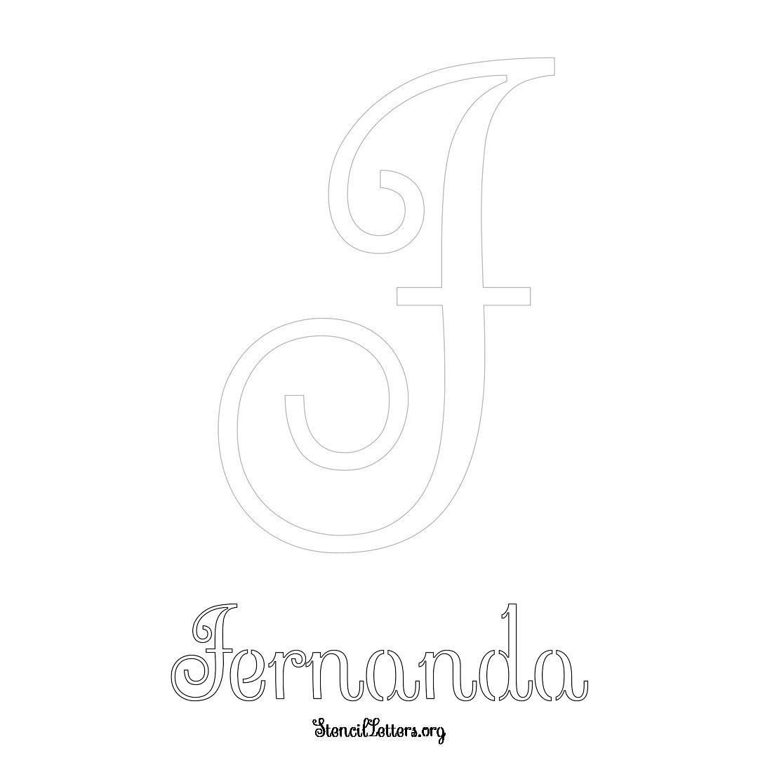 Fernanda printable name initial stencil in Ornamental Cursive Lettering