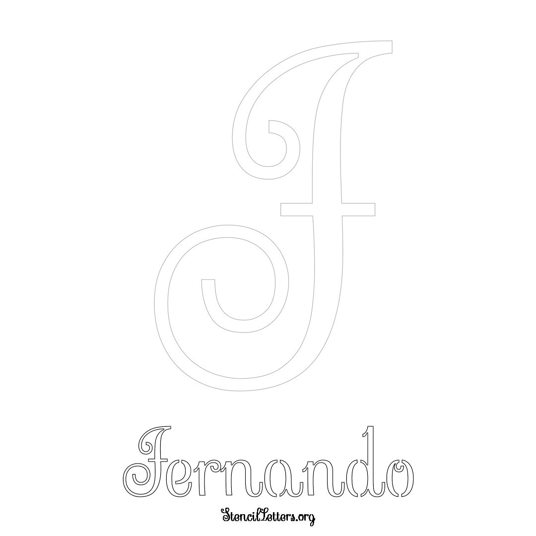 Fernando printable name initial stencil in Ornamental Cursive Lettering