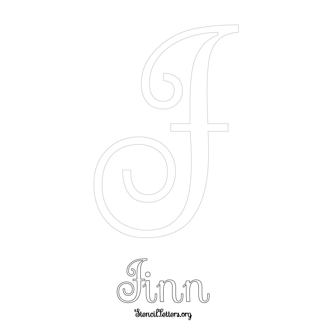 Finn printable name initial stencil in Ornamental Cursive Lettering