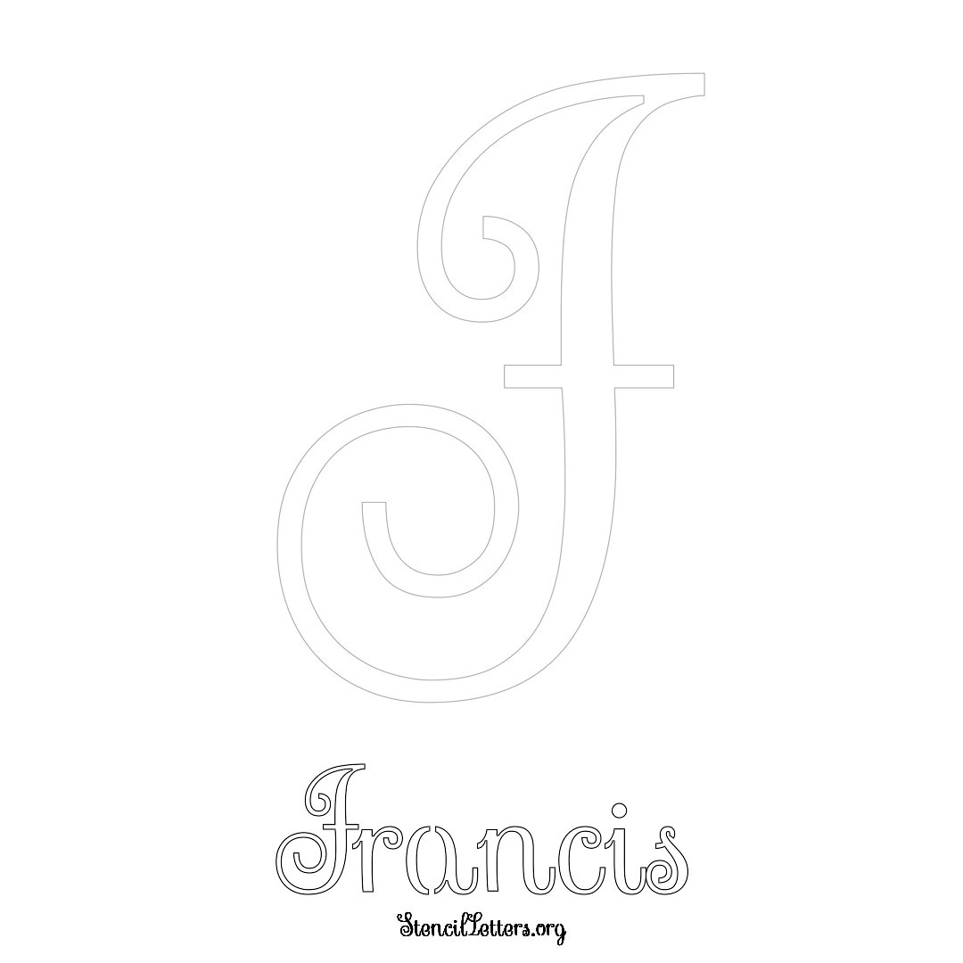 Francis printable name initial stencil in Ornamental Cursive Lettering