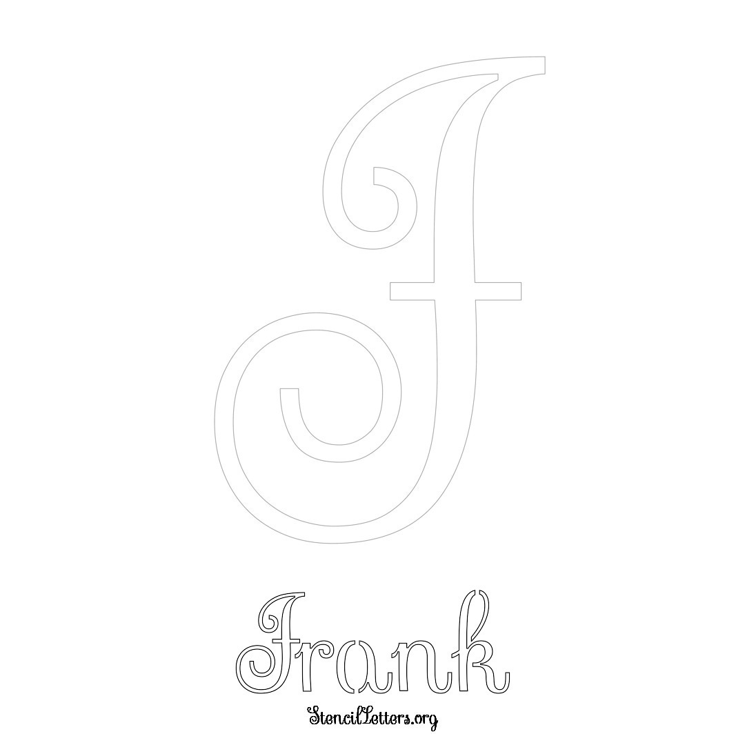 Frank printable name initial stencil in Ornamental Cursive Lettering