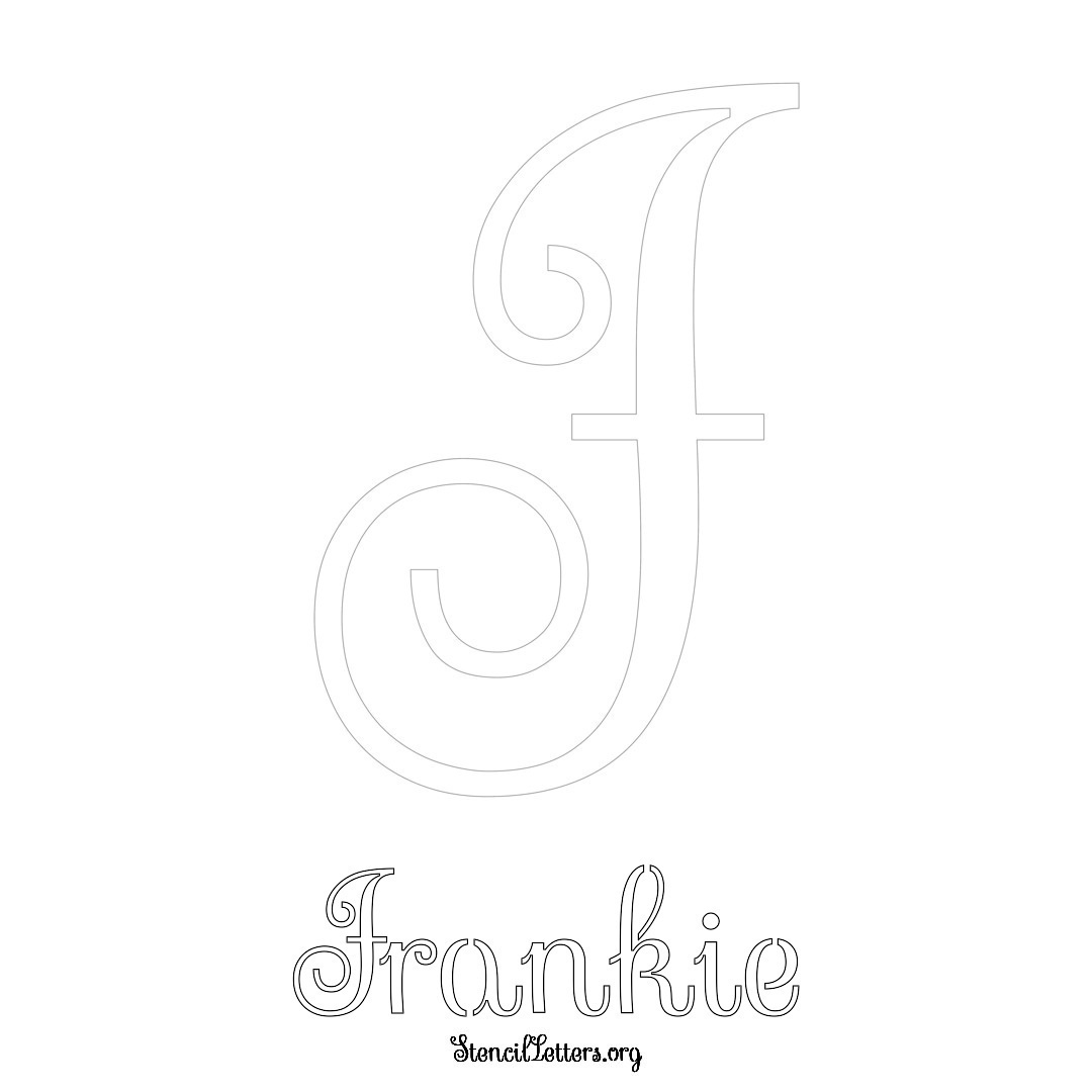 Frankie printable name initial stencil in Ornamental Cursive Lettering