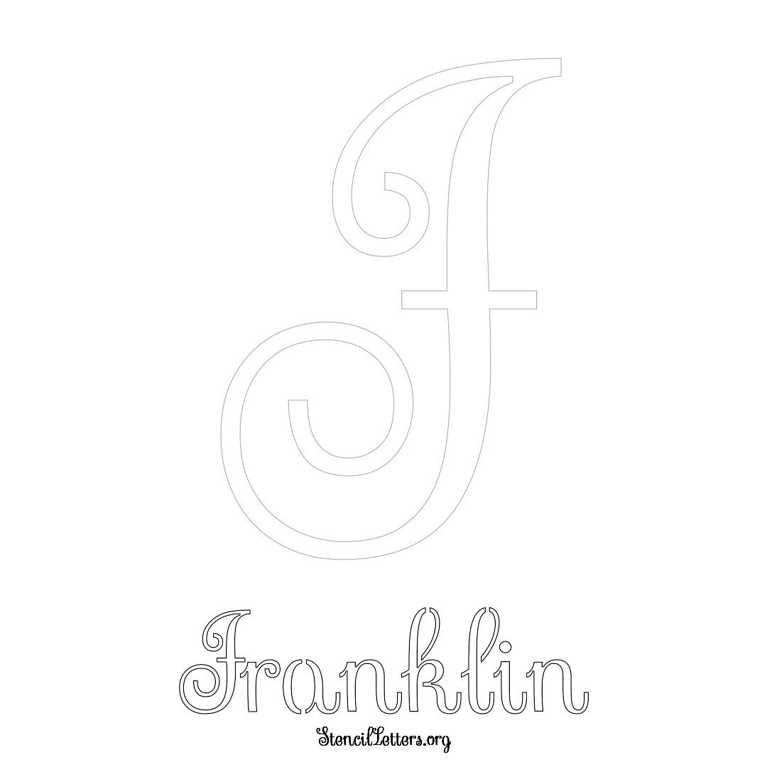 Franklin printable name initial stencil in Ornamental Cursive Lettering