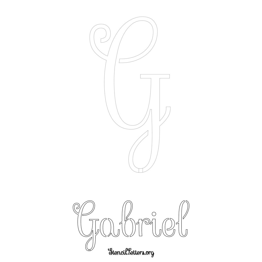 Gabriel printable name initial stencil in Ornamental Cursive Lettering