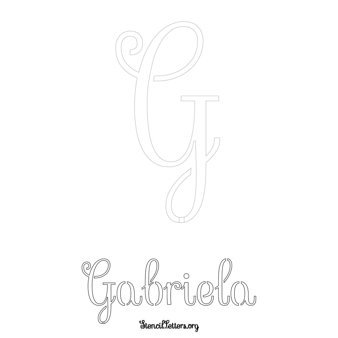 Gabriela printable name initial stencil in Ornamental Cursive Lettering