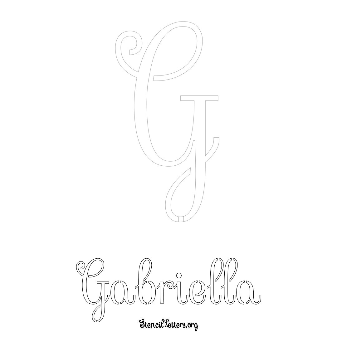 Gabriella printable name initial stencil in Ornamental Cursive Lettering