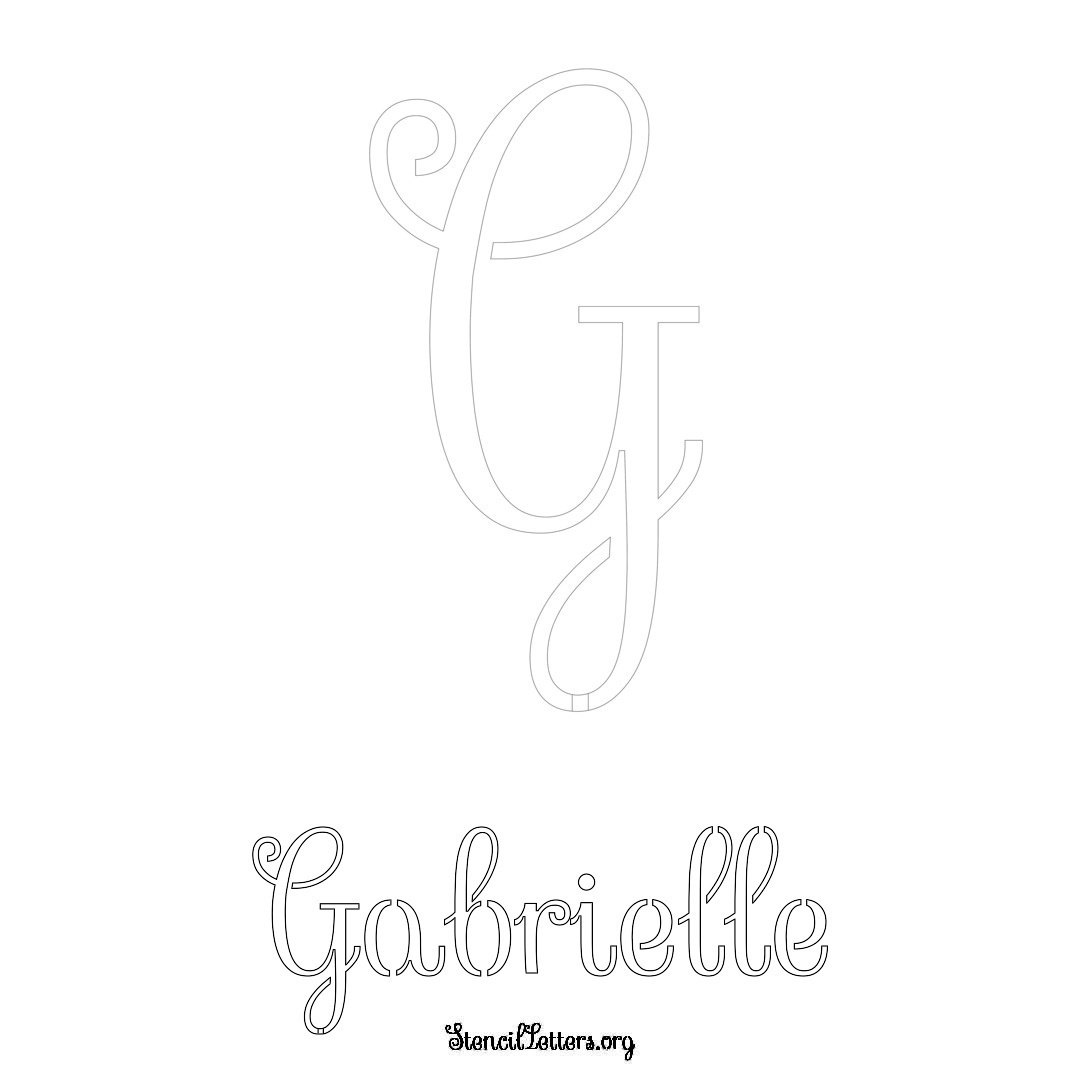 Gabrielle printable name initial stencil in Ornamental Cursive Lettering