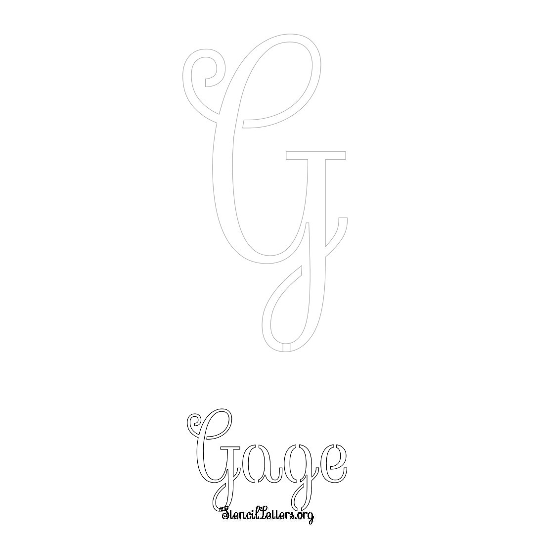 Gage printable name initial stencil in Ornamental Cursive Lettering