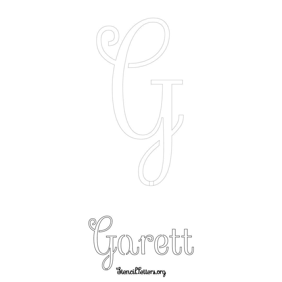 Garett printable name initial stencil in Ornamental Cursive Lettering