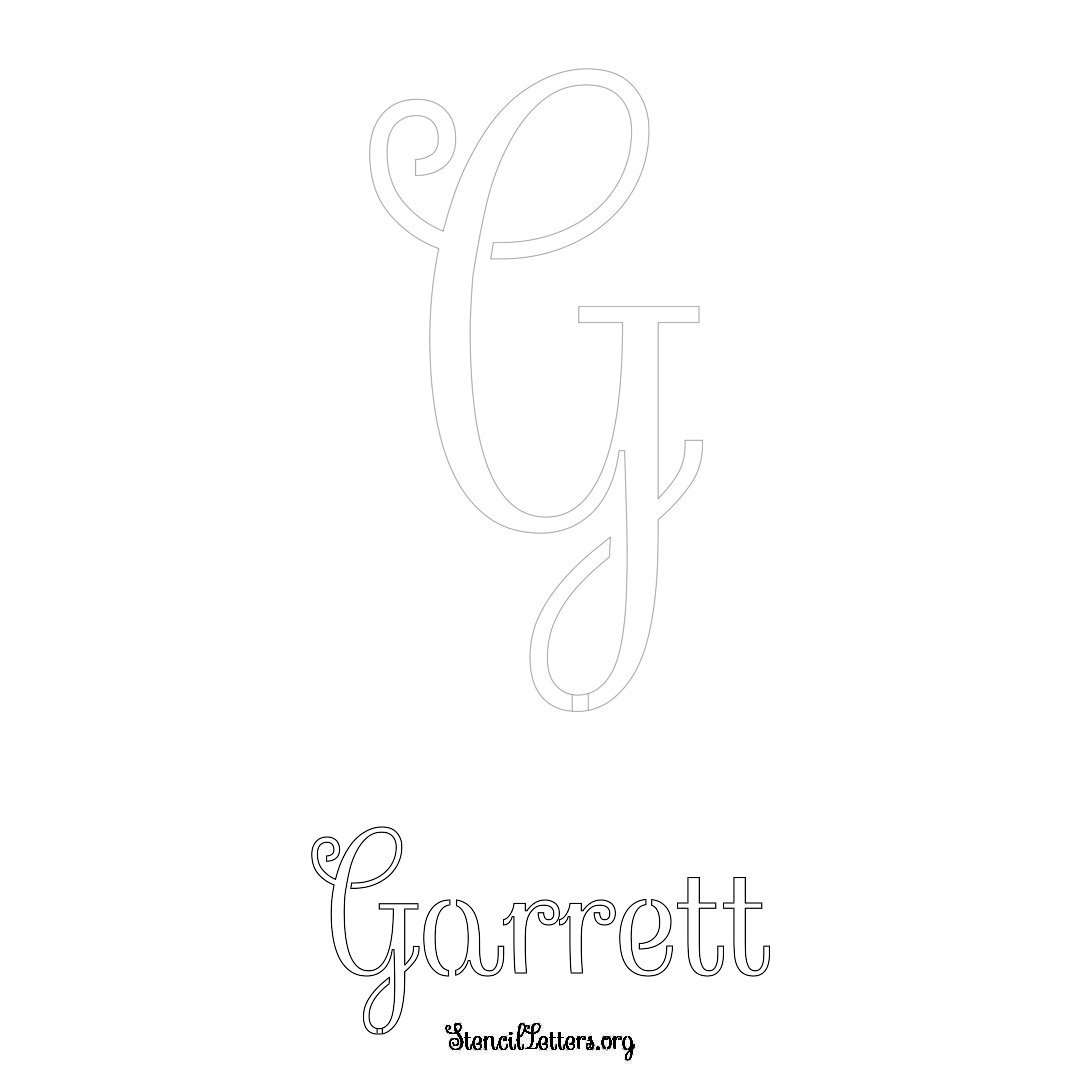 Garrett printable name initial stencil in Ornamental Cursive Lettering