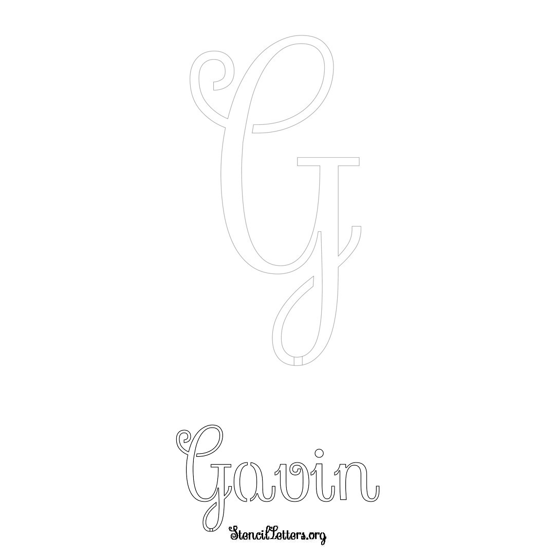 Gavin printable name initial stencil in Ornamental Cursive Lettering