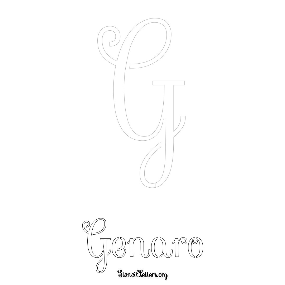 Genaro printable name initial stencil in Ornamental Cursive Lettering