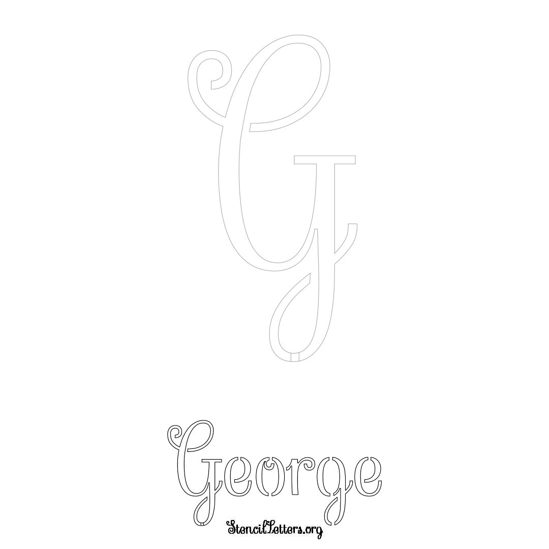 George printable name initial stencil in Ornamental Cursive Lettering