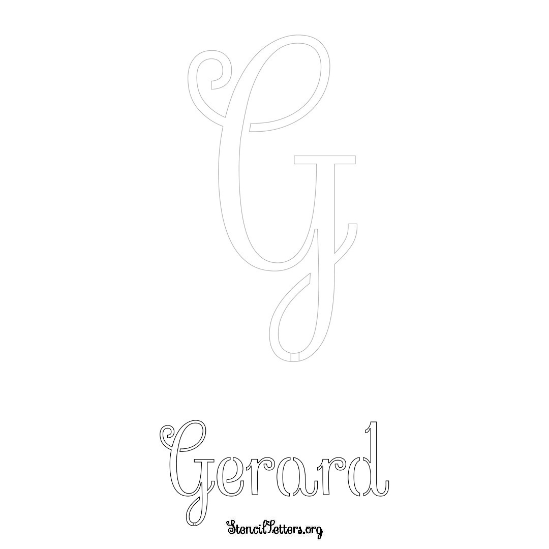 Gerard printable name initial stencil in Ornamental Cursive Lettering