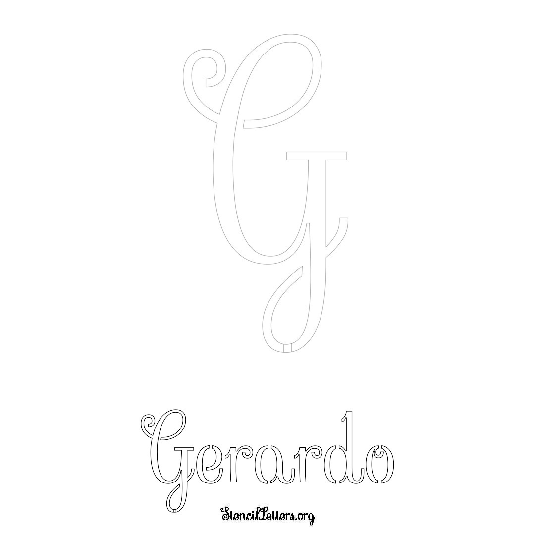 Gerardo printable name initial stencil in Ornamental Cursive Lettering