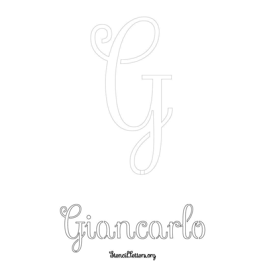 Giancarlo printable name initial stencil in Ornamental Cursive Lettering