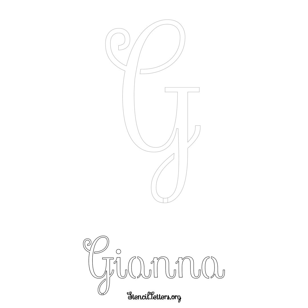 Gianna printable name initial stencil in Ornamental Cursive Lettering