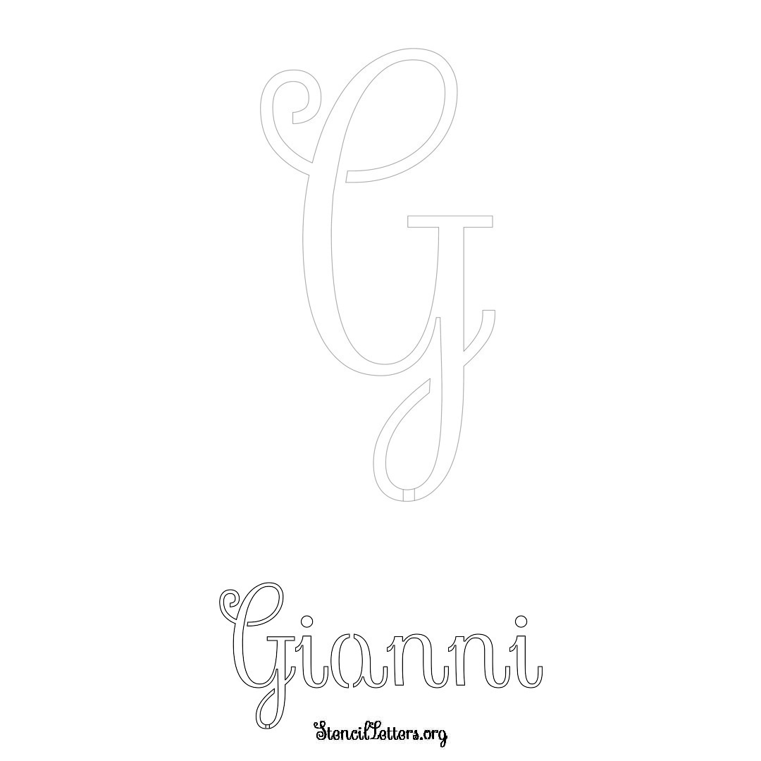 Gianni printable name initial stencil in Ornamental Cursive Lettering