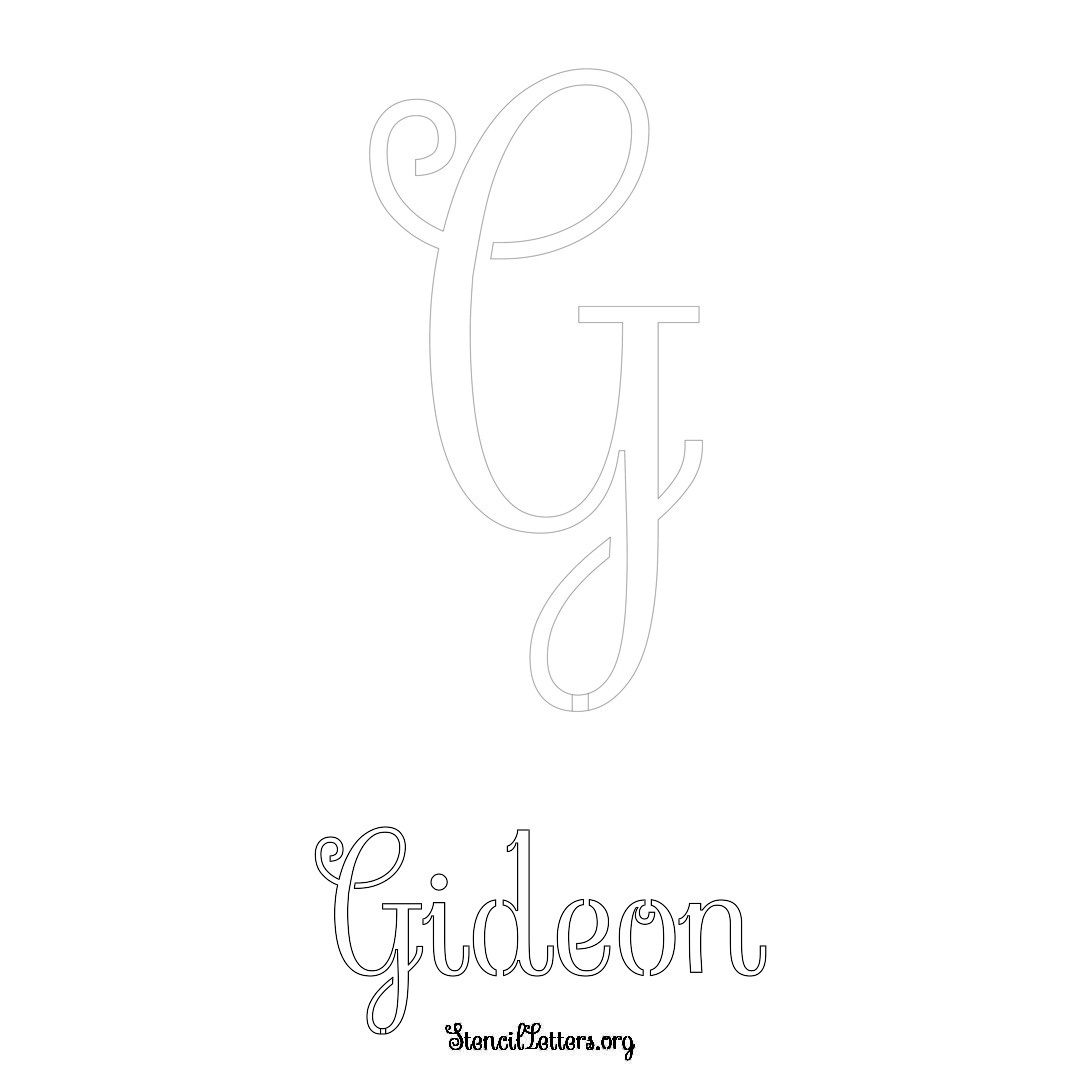 Gideon printable name initial stencil in Ornamental Cursive Lettering