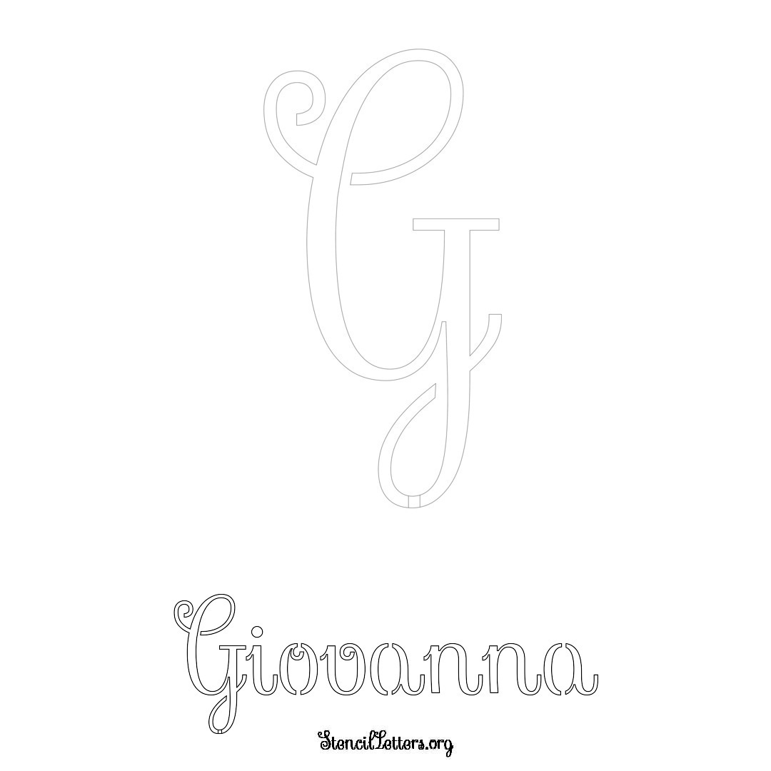 Giovanna printable name initial stencil in Ornamental Cursive Lettering