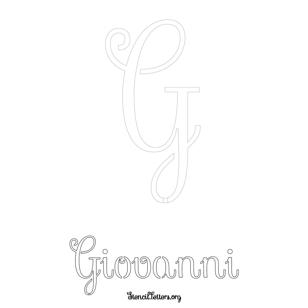 Giovanni printable name initial stencil in Ornamental Cursive Lettering