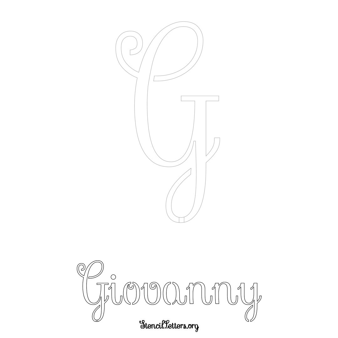 Giovanny printable name initial stencil in Ornamental Cursive Lettering