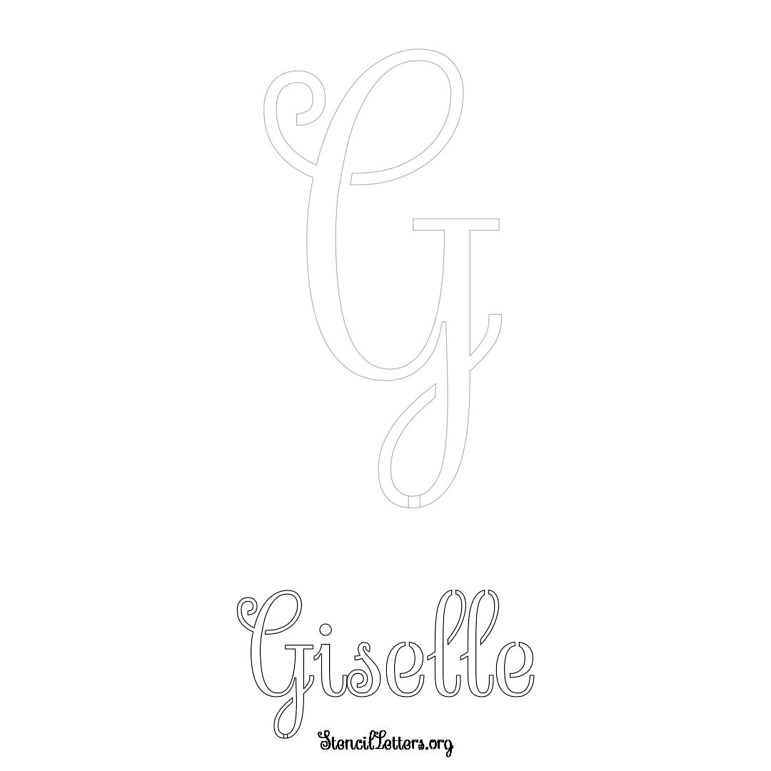 Giselle printable name initial stencil in Ornamental Cursive Lettering