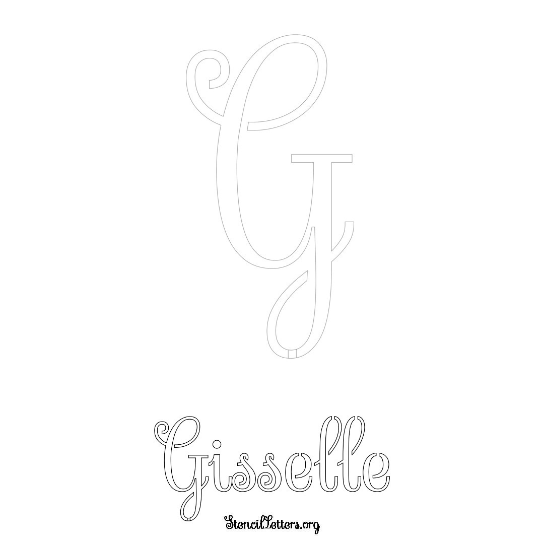 Gisselle printable name initial stencil in Ornamental Cursive Lettering