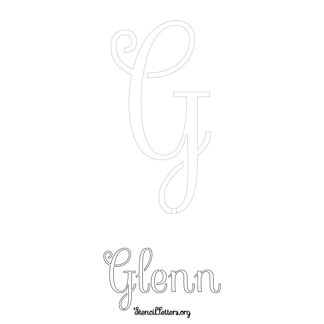 Glenn printable name initial stencil in Ornamental Cursive Lettering