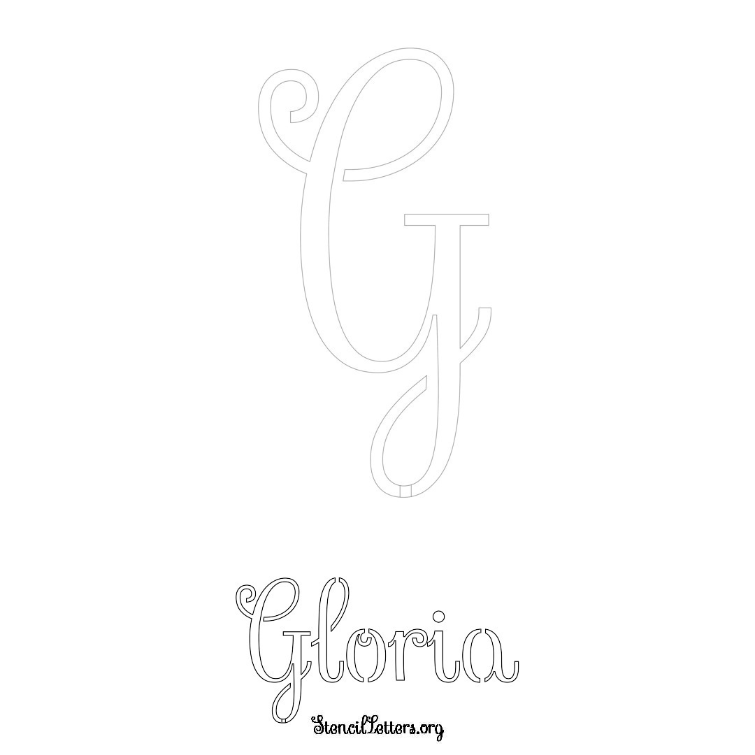 Gloria printable name initial stencil in Ornamental Cursive Lettering