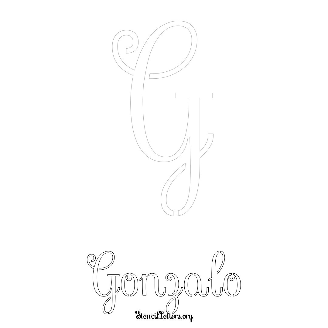 Gonzalo printable name initial stencil in Ornamental Cursive Lettering