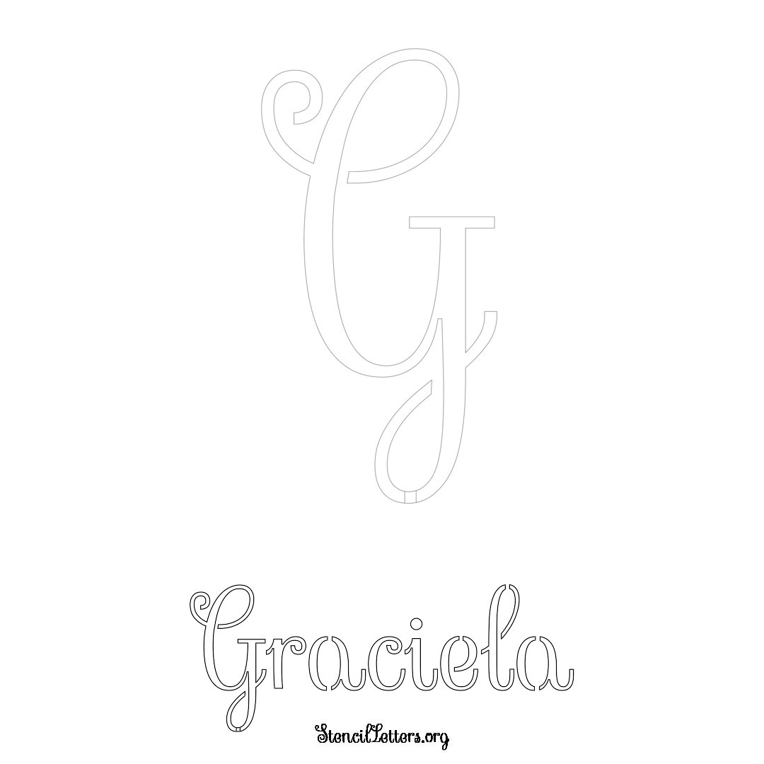 Graciela printable name initial stencil in Ornamental Cursive Lettering