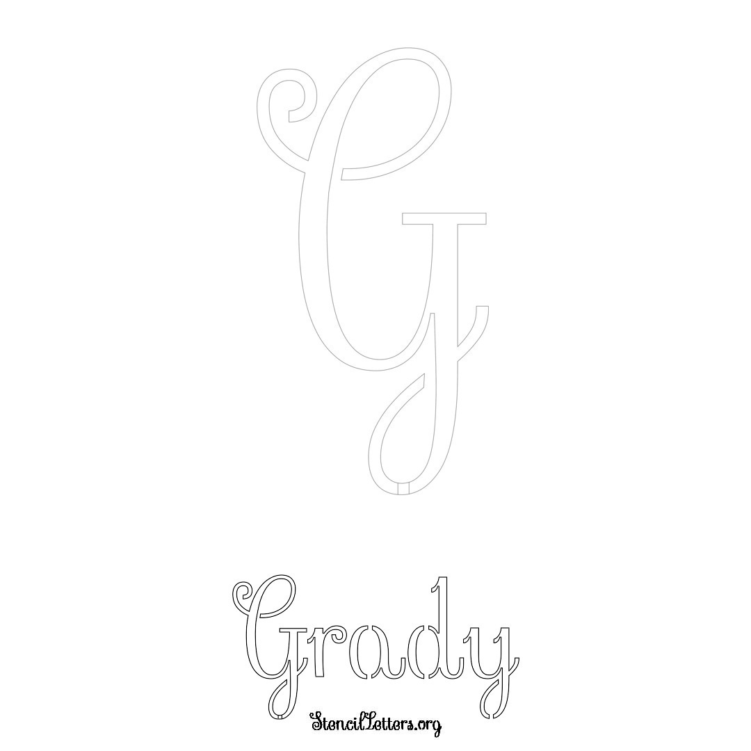 Grady printable name initial stencil in Ornamental Cursive Lettering