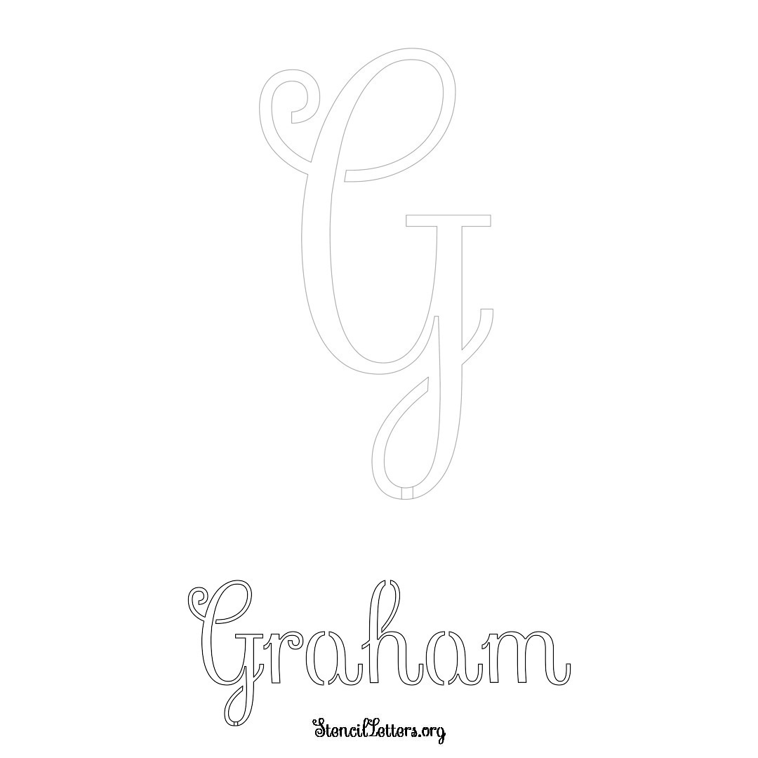 Graham printable name initial stencil in Ornamental Cursive Lettering