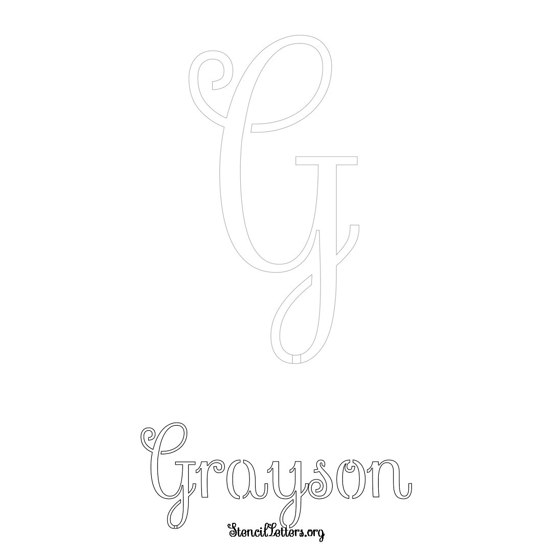 Grayson printable name initial stencil in Ornamental Cursive Lettering