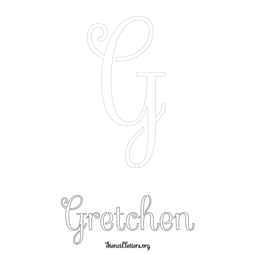 Gretchen printable name initial stencil in Ornamental Cursive Lettering