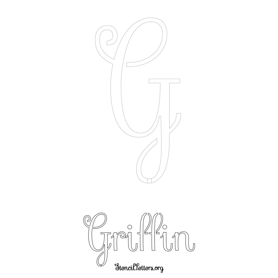 Griffin printable name initial stencil in Ornamental Cursive Lettering