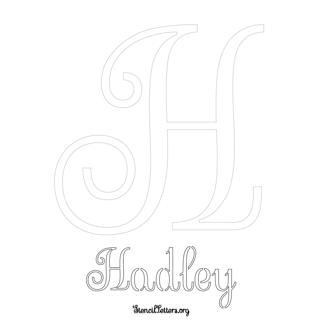 Hadley printable name initial stencil in Ornamental Cursive Lettering