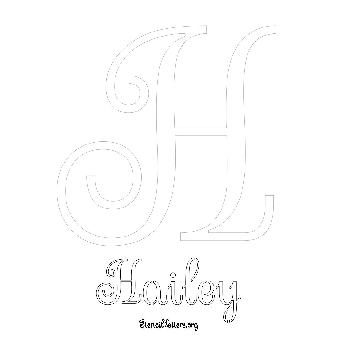 Hailey printable name initial stencil in Ornamental Cursive Lettering