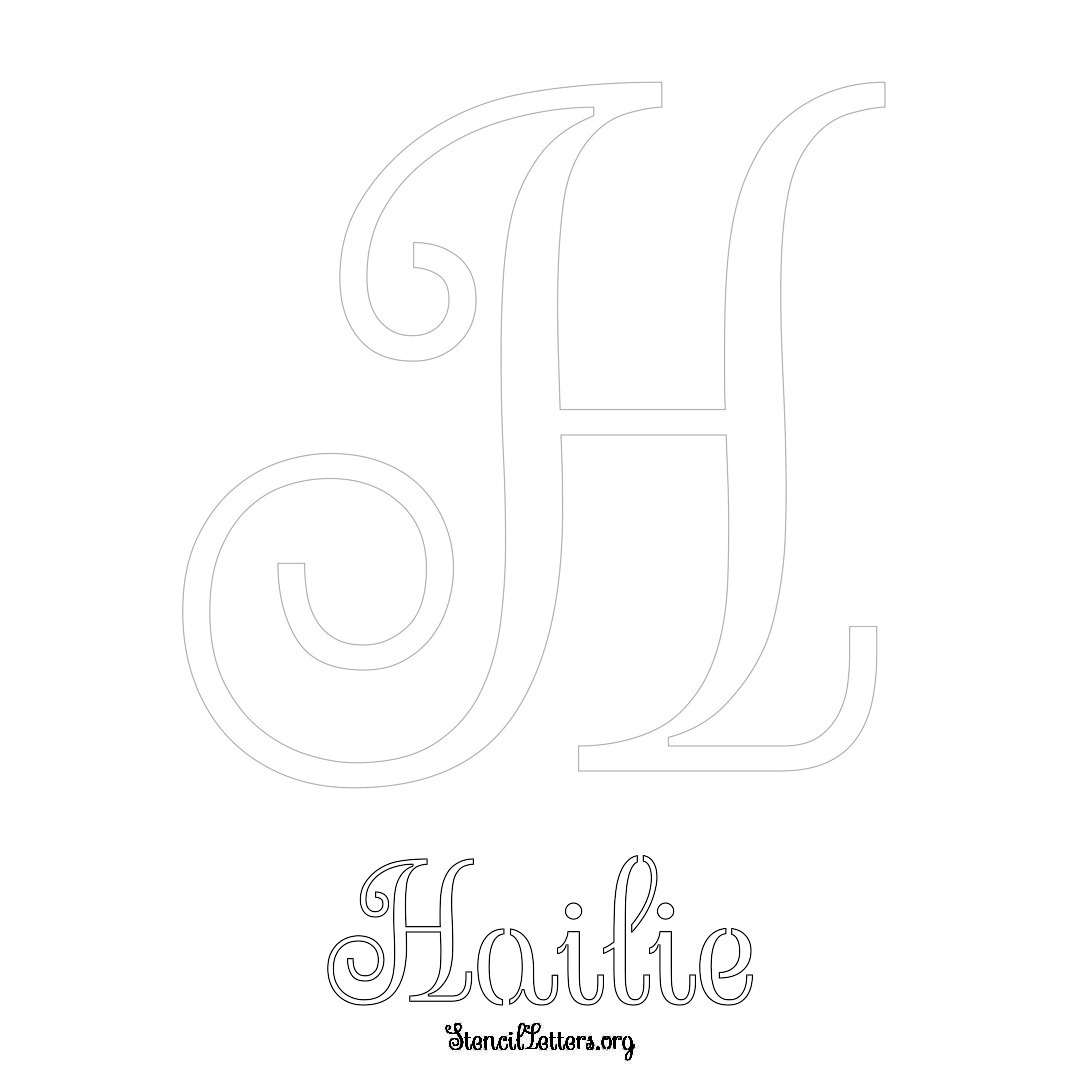 Hailie printable name initial stencil in Ornamental Cursive Lettering