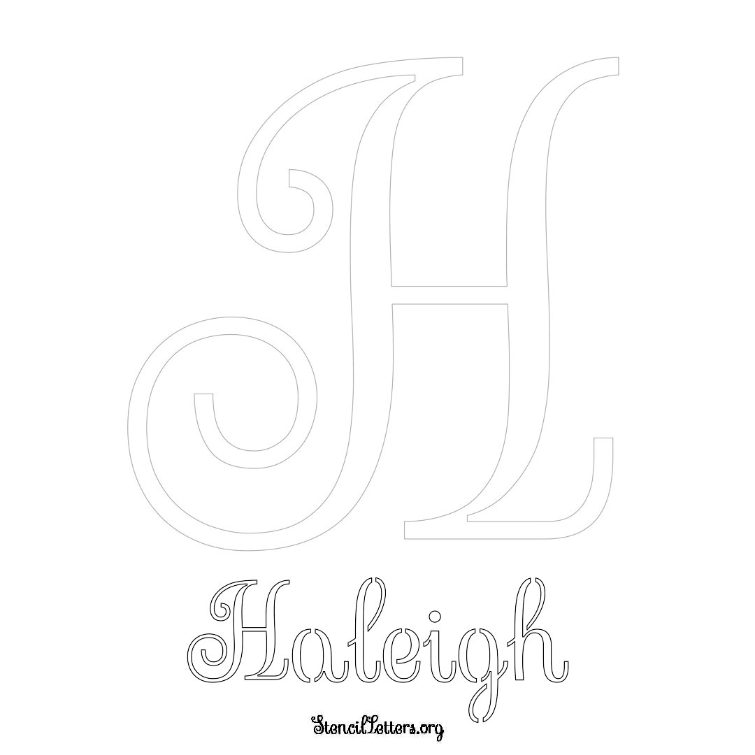 Haleigh printable name initial stencil in Ornamental Cursive Lettering