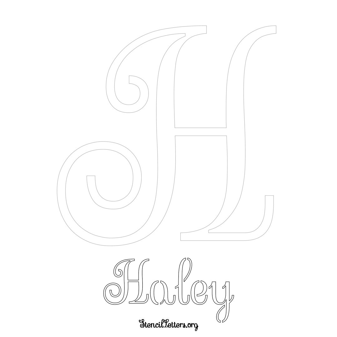 Haley printable name initial stencil in Ornamental Cursive Lettering