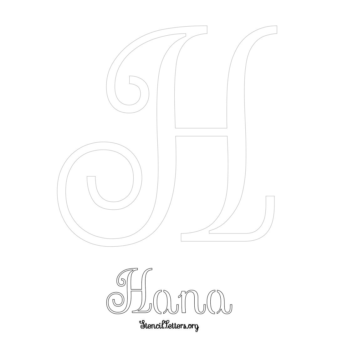 Hana printable name initial stencil in Ornamental Cursive Lettering