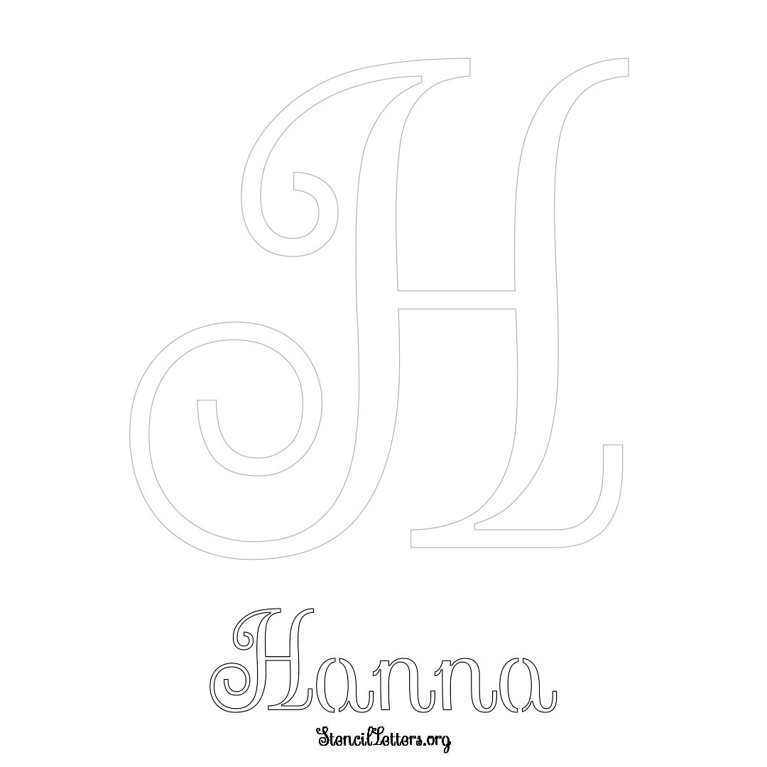 Hanna printable name initial stencil in Ornamental Cursive Lettering
