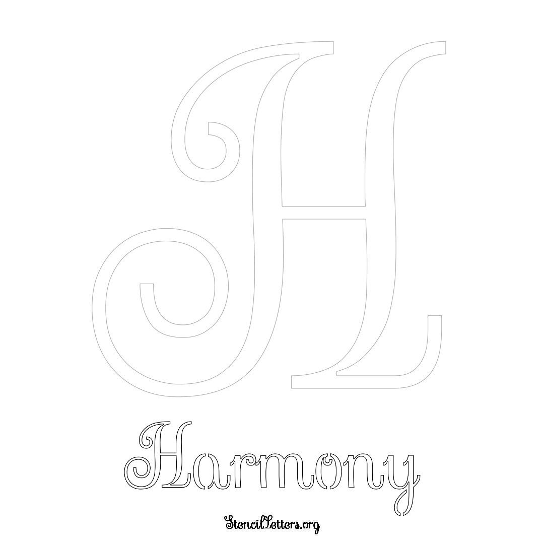 Harmony printable name initial stencil in Ornamental Cursive Lettering