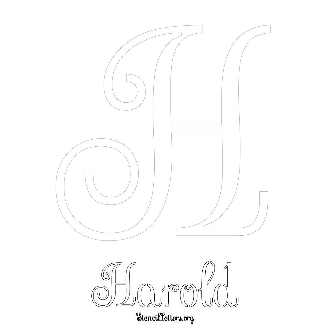 Harold printable name initial stencil in Ornamental Cursive Lettering