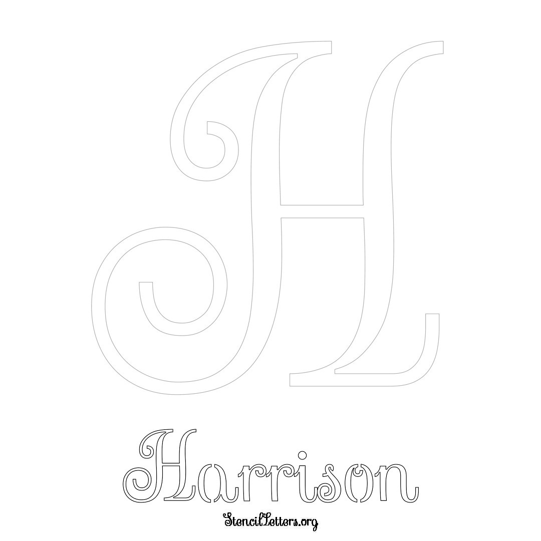 Harrison printable name initial stencil in Ornamental Cursive Lettering